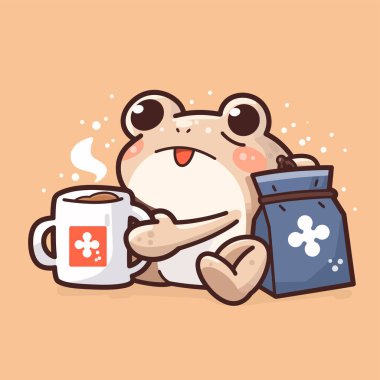 Bir fincan çaylı sevimli çizgi film karakteri.