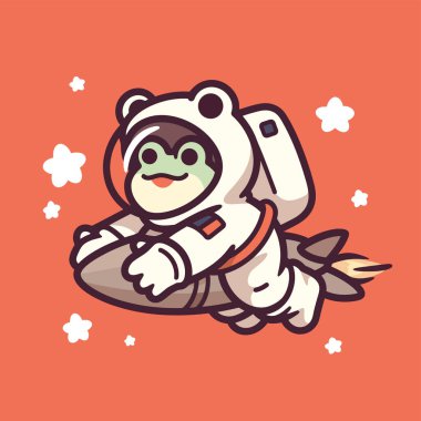 Roketli şirin küçük panda, vektör karikatür çizimi