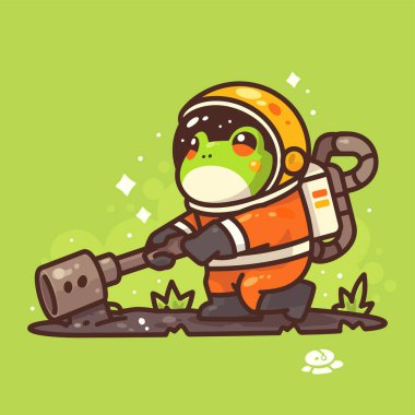 şirin astronot çizgi film vektör çizimi