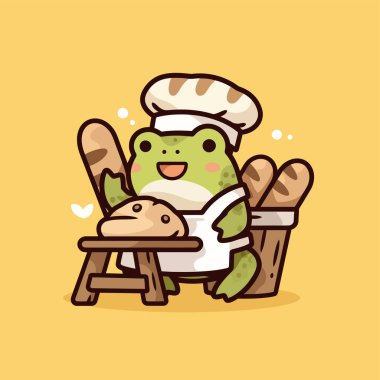 Mutluluğun vektör çizimi. Küçük sevimli şef elinde tavukla bir tabak tutuyor..