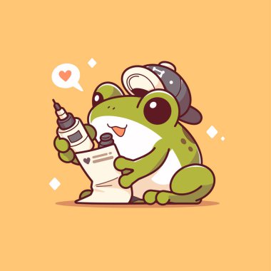 Kurşun kalemli şirin bir kurbağa.