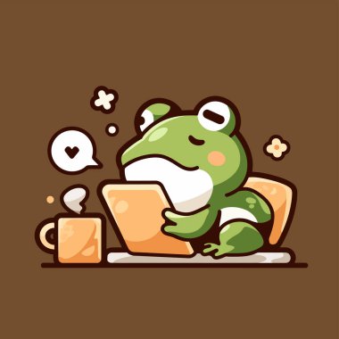 Vektör çizimi. Çay ve kahvenin karikatürü. Sevimli çizgi film hayvanı.