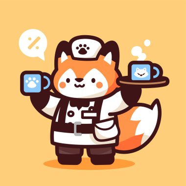 Kahve ve çayla tatlı bir kedi..