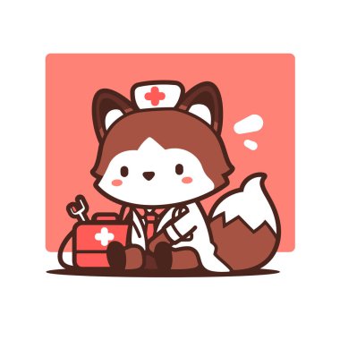 Steteskoplu, tıp üniformalı sevimli bir kedi.