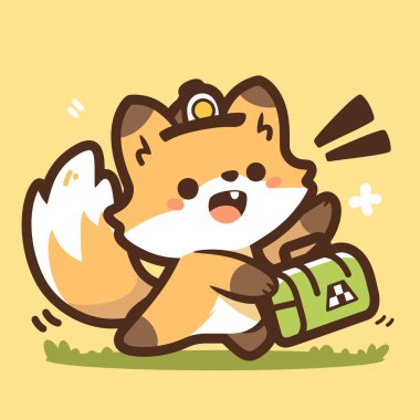 Bir çanta dolusu hediyeyle sevimli bir çizgi film köpeği.