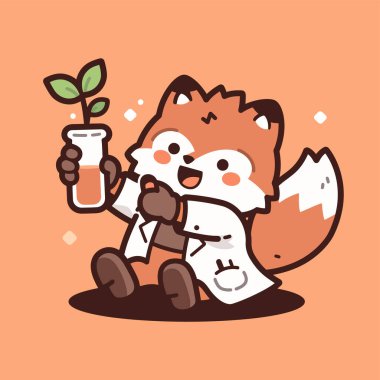 Elinde kahve tutan sevimli çizgi film kedisi. vektör illüstrasyonu.