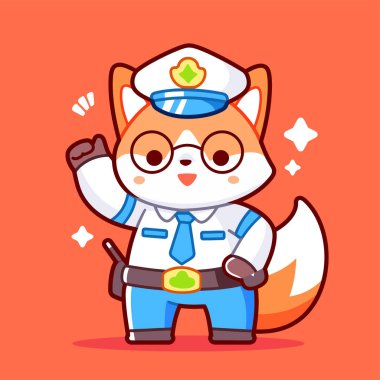 Üniformalı şirin tilkinin vektör çizimi