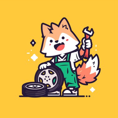 Üniformalı ve aletli şirin bir köpek.