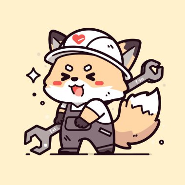 Kask ve çekiçli şirin bir kedi.