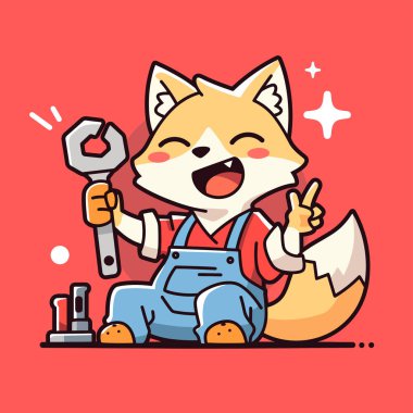 komik gülümseyen tamirci elinde tornavida ve tornavida tutuyordu.