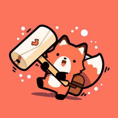 Çizgi film karakterli tilki tutucu fincanın vektör çizimi