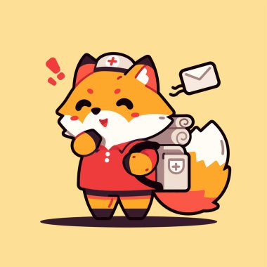 Sağlık üniformalı köpek. vektör düz çizgi film illüstrasyonu