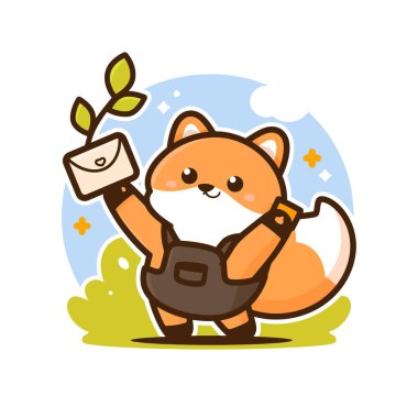 Hediyesi ve mektubu olan sevimli bir sincap. Düz dizaynda hayvan vektör illüstrasyonu