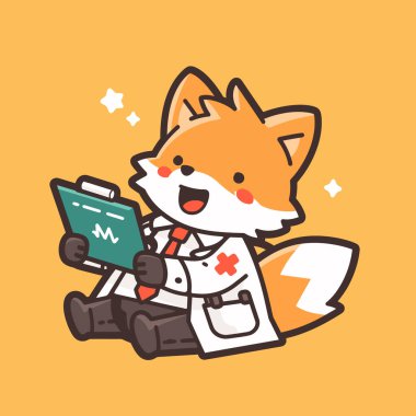 Mutlu tilki çizgi film vektör illüstrasyonu