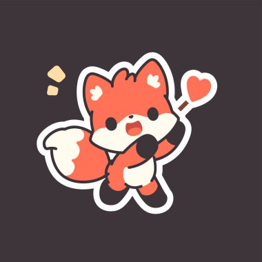 Vektör çizimi. Tilki. Tatlı tilki çizgi filmi.