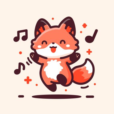 Şirin tilki müzik aleti ile şarkı söylüyor..