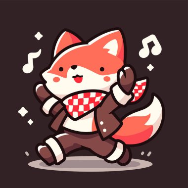 Şirin tilki dansının vektör çizimi