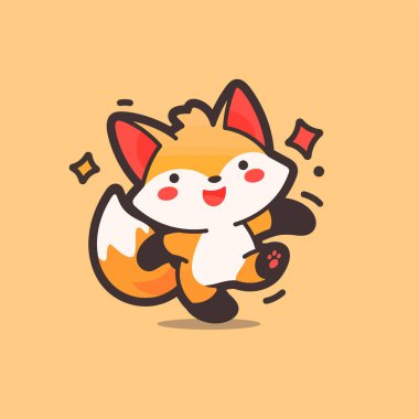Sevimli çizgi fox. Vektör çizim.