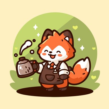 Kahve ve çayın sevimli çizgi film karakteri