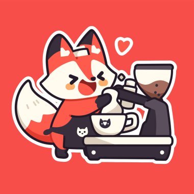 Kahve fincanındaki sevimli çizgi film kedisinin vektör çizimi