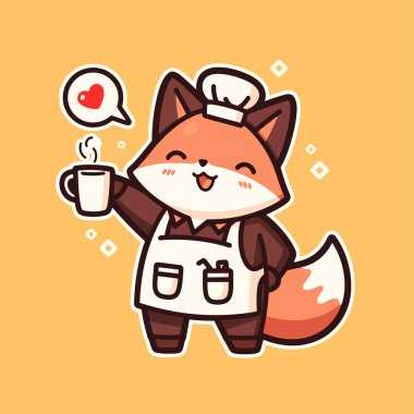 Kahve fincanı ile sevimli tilki