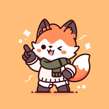 Tasarımınız için şirin tilki maskotu vektör tasarımı çizimi