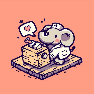 Sevimli küçük fil aşk mektubuyla oynuyor.