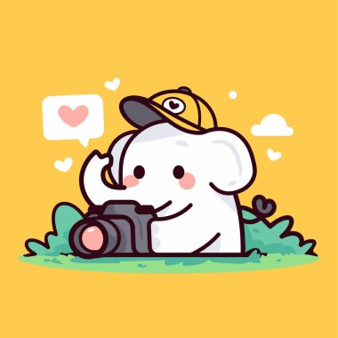 Sevimli bir çizgi film karakteri ve küçük sevimli bir ayı.