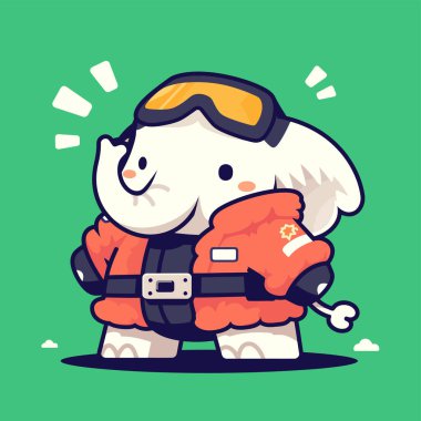 Kasklı sevimli astronot çizgi filmi. Düz tasarım biçiminde vektör illüstrasyonu.