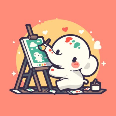 Palet ve fırçalı sanatçının vektör çizimi