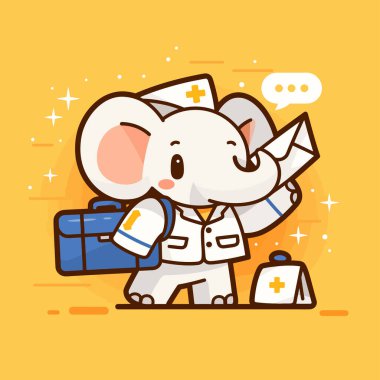 Bavuldaki sevimli beyaz doktor ve steteskopu var.