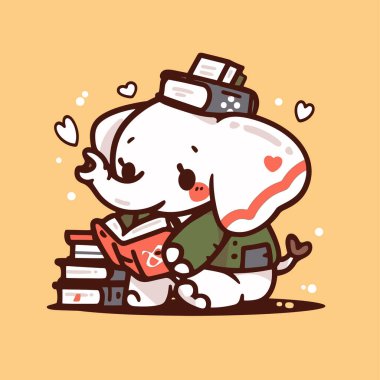 Küçük şirin köpek kitap okuyor.