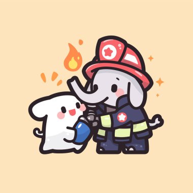 Tatlı çizgi film ateş maskotu.