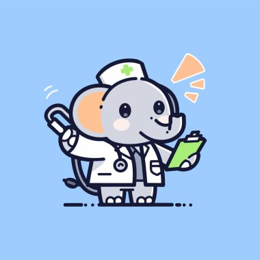 Klinikteki yakışıklı doktor. Sevimli çizgi film karakteri. vektör illüstrasyonu.