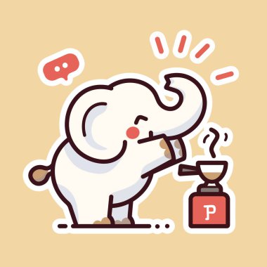 Çayı olan şirin bir fil.