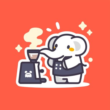 Şirin çizgi film karakterinin vektör çizimi. Sütlü kahve çekirdekleri çizgi film karakteri. düz tasarım biçimi