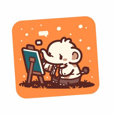 Cep telefonu ve tablet bilgisayar kullanan sevimli çocuğun vektör çizimi