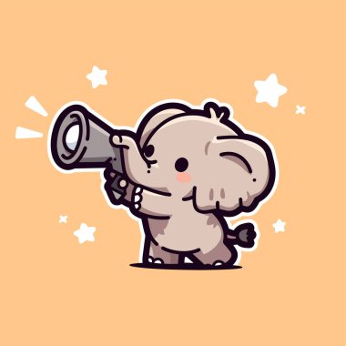 Şirin fil çizgi film karakteri. vektör illüstrasyonu