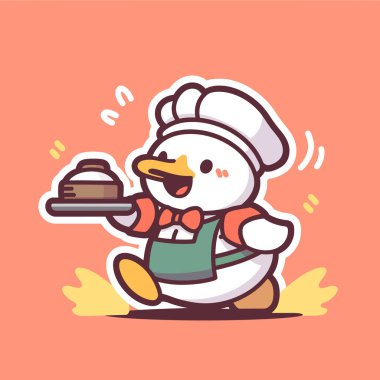 Şapkalı sevimli bir çizgi film şefi.