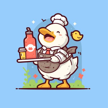 Mutlu tavuk maskotu çizgi film tasarım vektörü