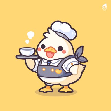 şirin çizgi film tavuk karakter vektör çizimi