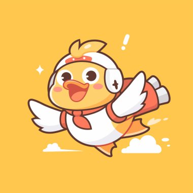 Kanatlı şirin ördek vektör çizimi