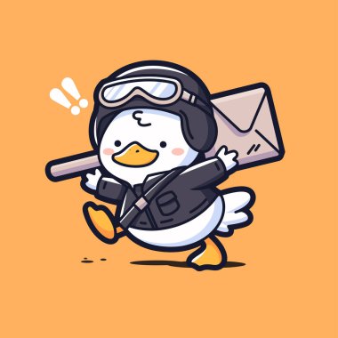 Tatlı penguen çizgi filmi. vektör illüstrasyonu