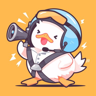 Kulaklıklı, resimli sevimli astronot çizgi filmi.