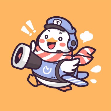 Dürbünlü sevimli penguen çizgi filmi.