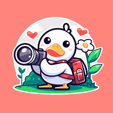 Kameralı sevimli pandanın sevimli çizgi film karakteri