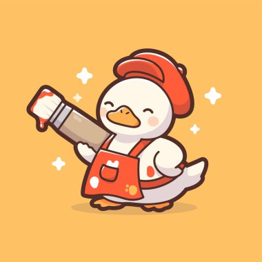 Şirin tavuk maskotu vektör illüstrasyonu.