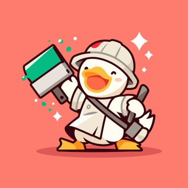 Şirin ördek çizgi film tasarımı vektör maskotu karakteri