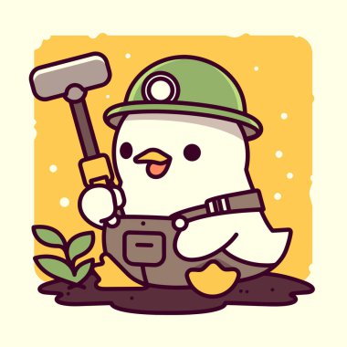 Kürekli sevimli bir kürek karikatürü. vektör illüstrasyonu