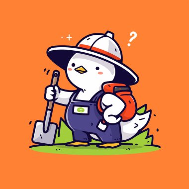 Balta vektör karikatür çizimi olan şirin küçük tavuk.